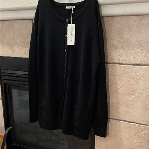 Woolovers Black Knit Button-Front Cardigan. Wool.